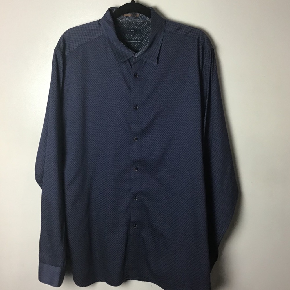 Ted Baker Blue Pattern L/S Button Down. 7 (3xl) - image 1